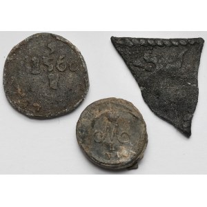 Gdańsk, żetony 1556-1575 i rosyjska plomba 1842 - zestaw (3szt)