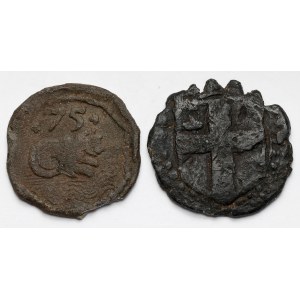 Gdańsk, żetony wałowy 1575 i krzyż w tarczy - zestaw (2szt)
