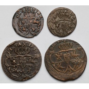 August III Sas, Grosze i Szelągi - zestaw (4szt)