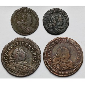 August III Sas, Grosze i Szelągi 1754 - zestaw (4szt)