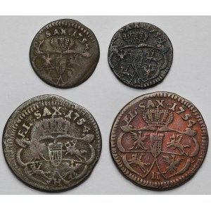 August III Sas, Grosze i Szelągi 1754 - zestaw (4szt)