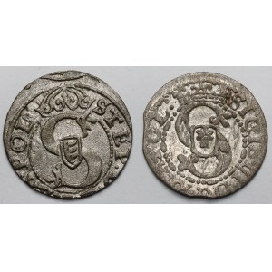 Stefan Batory i Zygmunt III Waza, Szeląg Ryga 1584 i 1617 - zestaw (2szt)