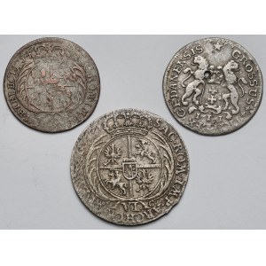 August III Sas, Trojaki i Szóstak 1754-1755 - zestaw (3szt)