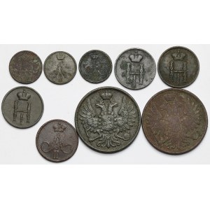 Połuszki, Dienieżki i 2 kopiejki 1851-1861 BM, Warszawa - zestaw (9szt)
