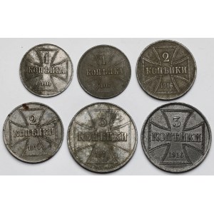 Ober-Ost. 1-3 kopiejki 1916 - zestaw (6szt)