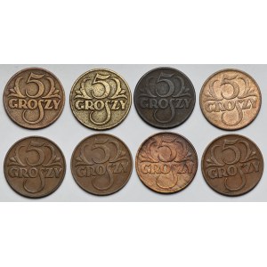 5 groszy 1923-1938 - zestaw (8szt)