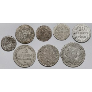 Polska i związane, od Szeląga do 10 groszy - zestaw (8szt)