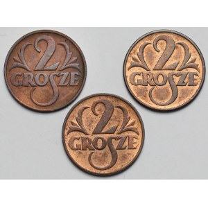 2 grosze 1937-1939 - zestaw (3szt)