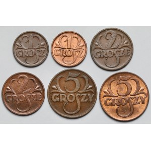 1-5 groszy 1925-1939 - zestaw (6szt)