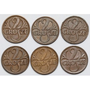 2 grosze 1928-1938 - zestaw (6szt)