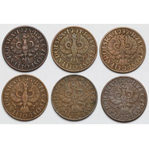 2 grosze 1925-1939 - zestaw (6szt)