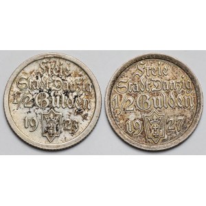 Gdańsk, 1/2 guldena 1923 i 1927 - zestaw (2szt)