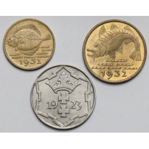 Gdańsk, 5-10 fenigów 1923-1932 - zestaw (3szt)