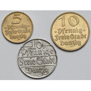 Gdańsk, 5-10 fenigów 1923-1932 - zestaw (3szt)