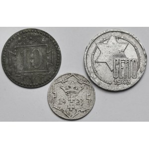 Gdańsk, 5-10 fenigów 1920-1923 i Getto Łódź, 5 marek 1943 Al - zestaw (3szt)