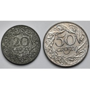 20 i 50 groszy 1923-1938 - Generalna Gubernia - zestaw (2szt)