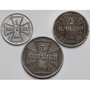 Ober-Ost. 1-3 kopiejki 1916 A - zestaw (3szt)