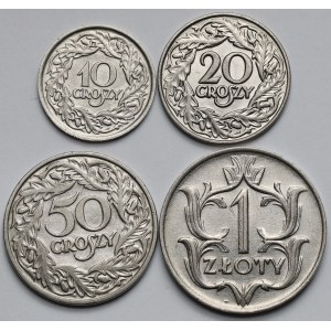 10-50 Groszy und 1 Zloty 1923-1929 - Satz (4 Stück)