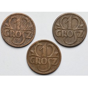 1 grosz 1930-1934 - zestaw (3szt)