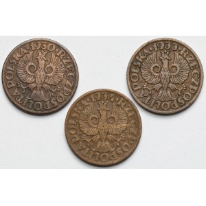 1 grosz 1930-1934 - zestaw (3szt)