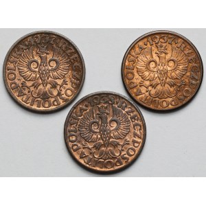 1 grosz 1937-1938 - zestaw (3szt)