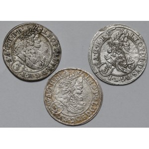 Śląsk, Leopold I, 3 krajcary 1697-1705 w tym FALSYFIKAT z epoki (3szt)
