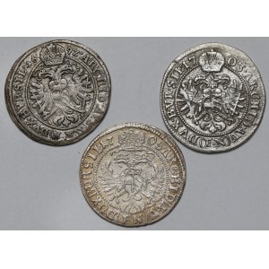 Śląsk, Leopold I, 3 krajcary 1697-1705 w tym FALSYFIKAT z epoki (3szt)