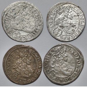 Śląsk, Leopold I, 3 krajcary 1667-1702 - zestaw (4szt)