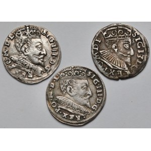 Zygmunt III Waza, Trojaki Wilno i Poznań 1594 - zestaw (3szt)