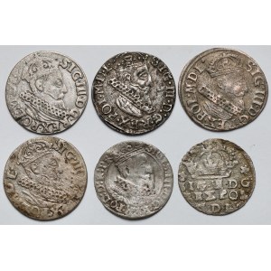 Zygmunt III Waza, Trojaki i Grosze 1620-1628 - w tym fals z epoki (6szt)
