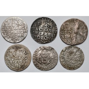 Zygmunt III Waza, Trojaki i Grosze 1620-1628 - w tym fals z epoki (6szt)