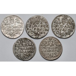 Zygmunt III Waza, Trojaki Kraków 1618-1624 - zestaw (5szt)