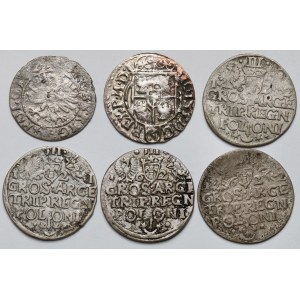 Zygmunt III Waza, Trojaki, Półtorak i Grosz - zestaw (6szt)