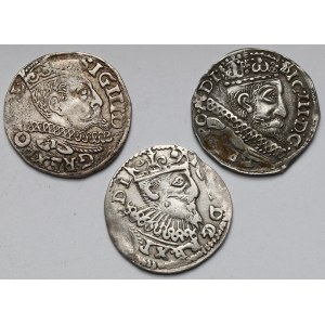 Zygmunt III Waza, Trojaki 1597-1598 - w tym falsyfikat (3szt)