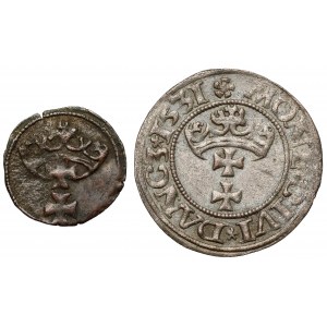 Zygmunt I Stary, Denar bez daty i szeląg 1531, Gdańsk - zestaw (2szt)