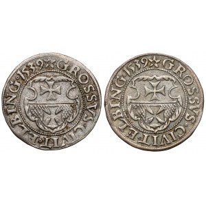 Zygmunt I Stary, Grosze Elbląg 1539 - w lewo i w prawo - zestaw (2szt)