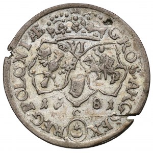Jan III Sobieski, Szóstak Kraków 1681 - C pod tarczą