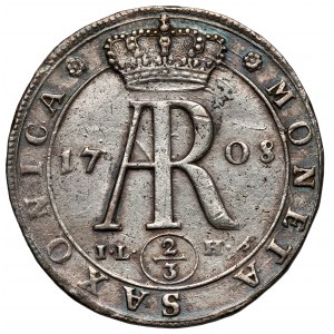 August II Mocny, Gulden (2/3 talara) 1708 ILH, Drezno