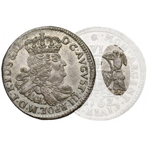 August III Sas, Szóstak Elbląg 1762 ICS - z ANIOŁAMI