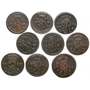 Poniatowski, Grosze miedziane 1765-1792 - zestaw (9szt)