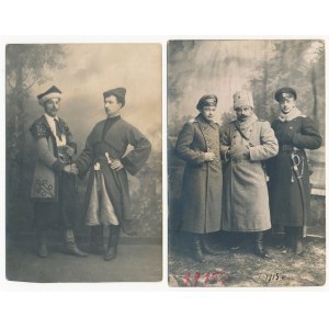 Rosja, Fotografie w mundurach i strojach ludowych - zestaw (2szt)