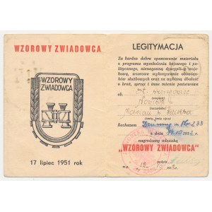 PRL, Legitymacja - Wzorowy Zwiadowca 1952