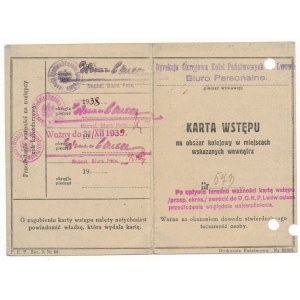 Karta Wstępu na obszar kolejowy we Lwowie 1938