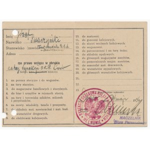 Karta Wstępu na obszar kolejowy we Lwowie 1938