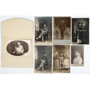 Fotografie portretowe, przełom XIX i XX wieku - zestaw (7szt)