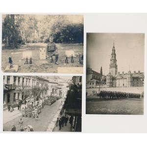 Fotografie wojskowe, w tym wojsko przed Jasną Górą - zestaw (3szt)
