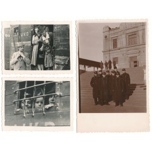 Fotografie urzędników kolejowych i wagonów WKD - zestaw (3szt)