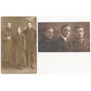 II RP, Fotografie wojskowe - w tym Odznaka 1 Korpusu Polskiego - zestaw (2szt)