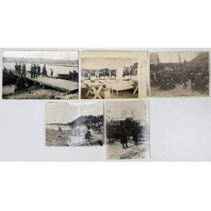 II RP, Fotografie przedstawiające wojskowe ćwiczenia - zestaw (5szt)