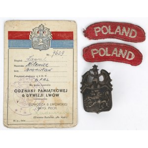 PSZnZ, Zestaw po Kapralu - Odznaka 6 Dywizji Lwów + naszywki Poland